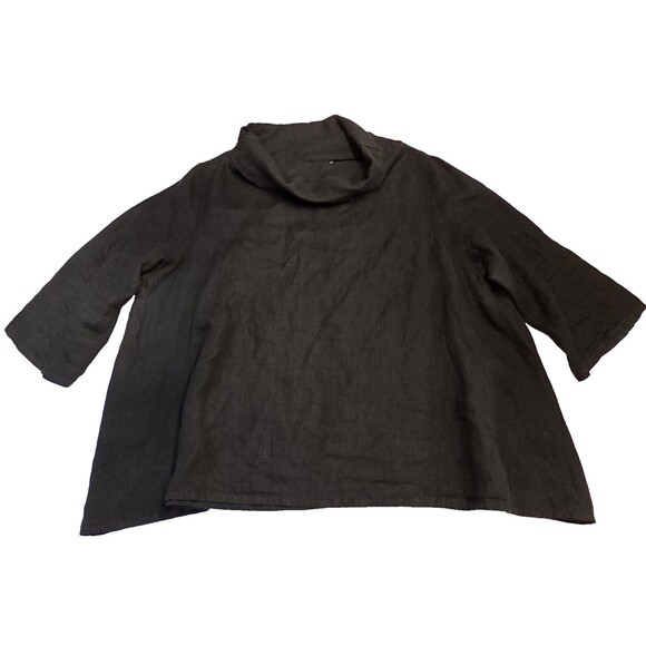 bryn Walker Tops - Bryn Walker XL Black 100% Linen Tunic Top Cowl Neck Made in USA Lagenlook Boho